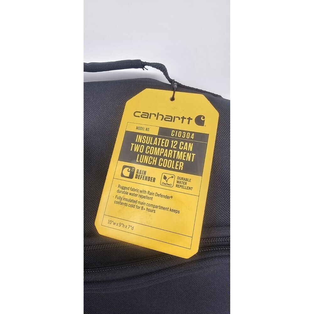 Carhartt Deluxe Dual Compartment Insulated Lunch Cooler Bag Black 12 Can Capacit - Picture 7 of 8